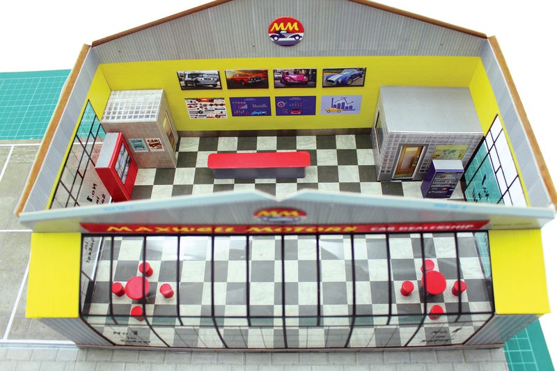 The CityBuilder CAR Showroom Cardboard Model Making Kit - O Scale Model Railroad Building - Image 4